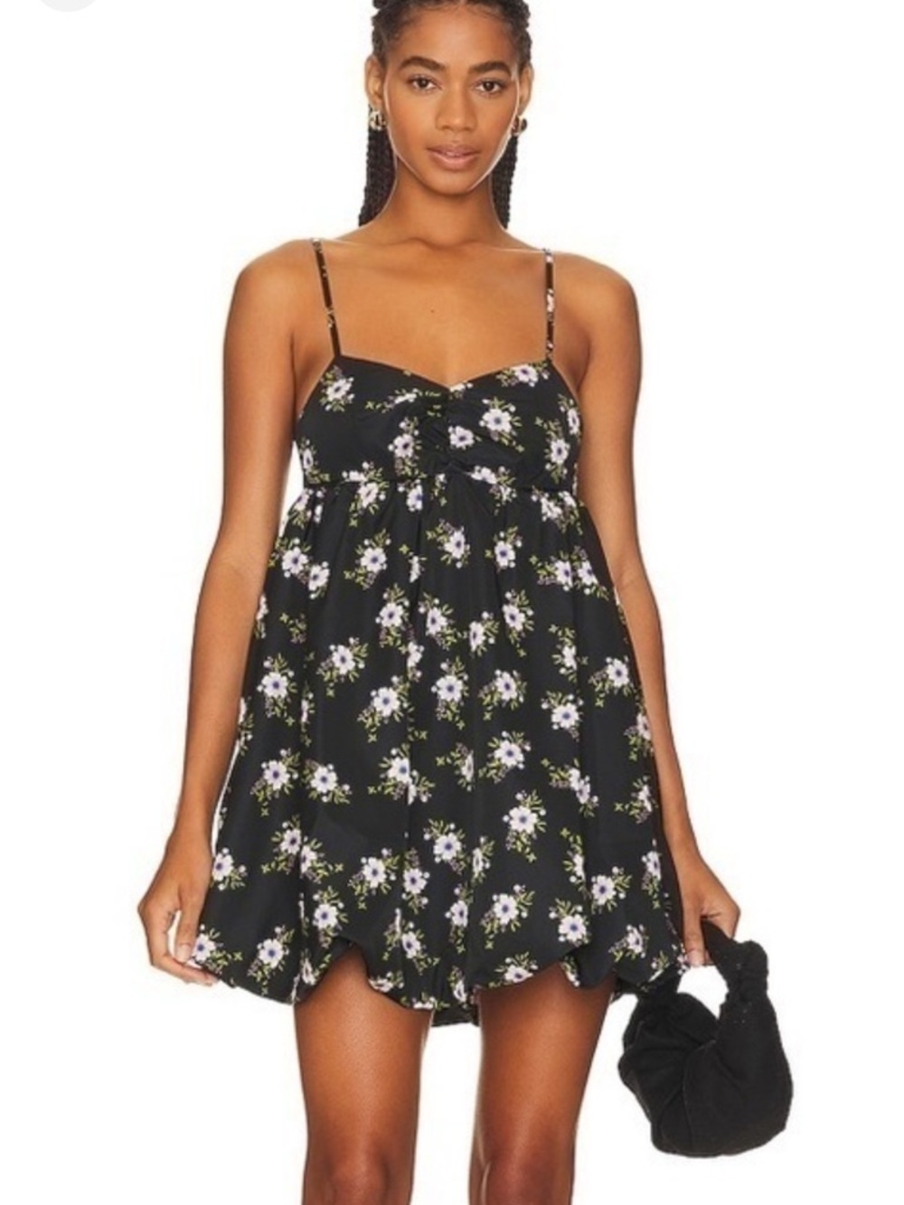 Free People Black Floral Babydoll Dress